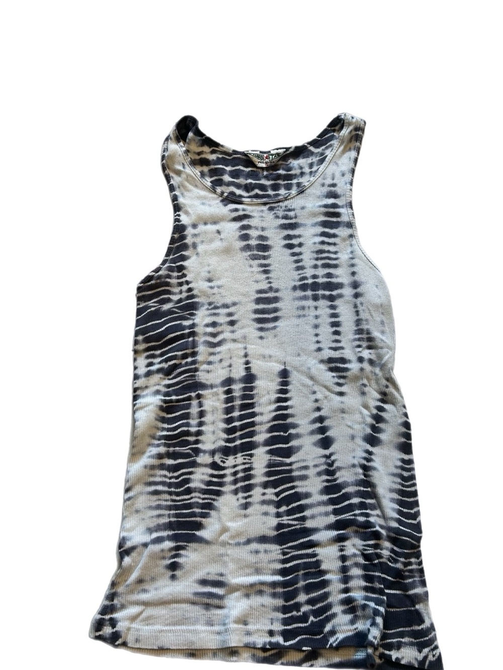 Hard Tail Black and White Tie-Dye Ribbed Tank